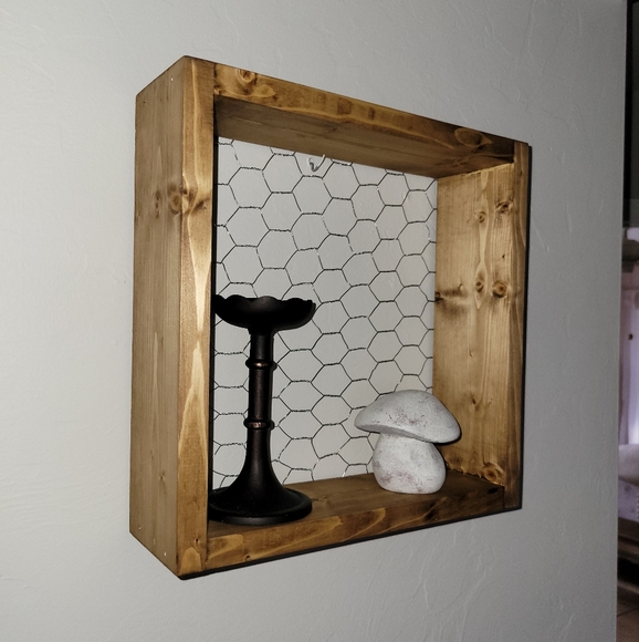 Handmade Farmhouse Chicken Wire Hanging Shadow Boxes 12x12 (Pair) - Picture 2 of 5